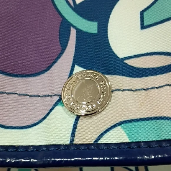 Coach Kyra Scarf Signature Messenger Bag In Blue and Purple - Picture 2 of 16